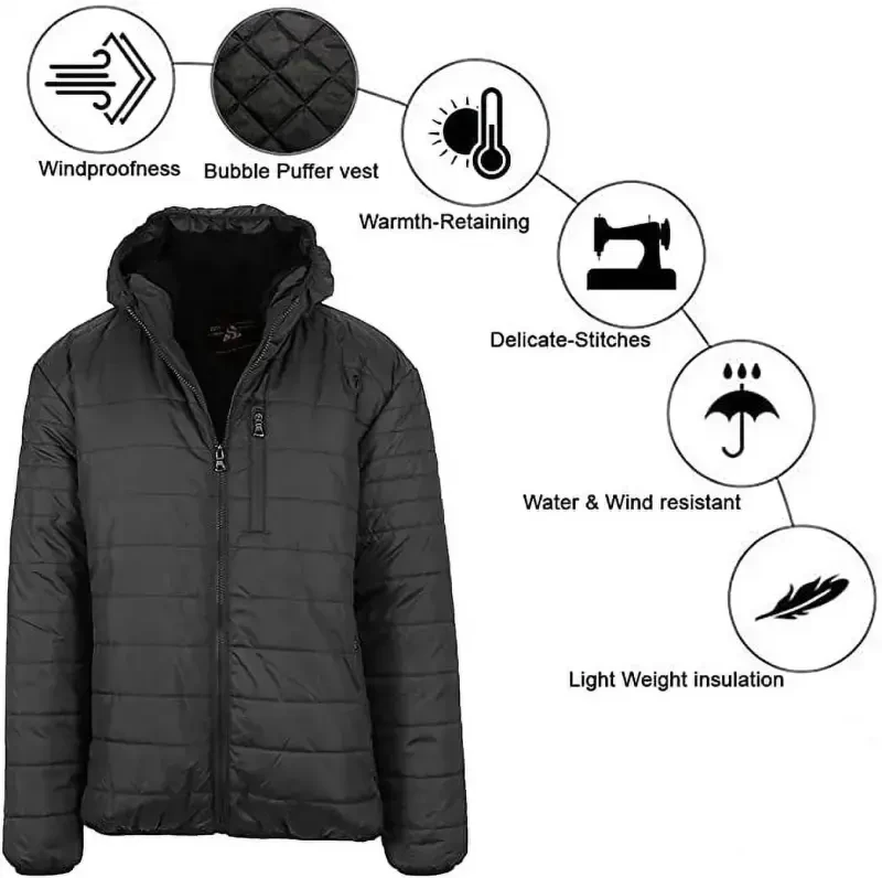 Mens Sherpa-Lined Hooded Puffer Jacket (Sizes, S to 2XL)- - 4