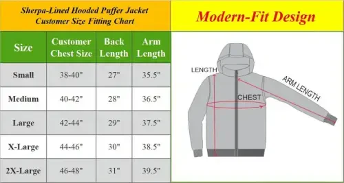 Mens Sherpa-Lined Hooded Puffer Jacket (Sizes, S to 2XL)- - 5