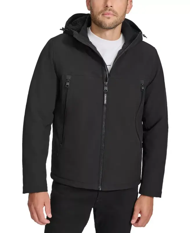 Men's Sherpa Lined Infinite Stretch Soft Shell Jacket -Black - CALVIN KLEIN
