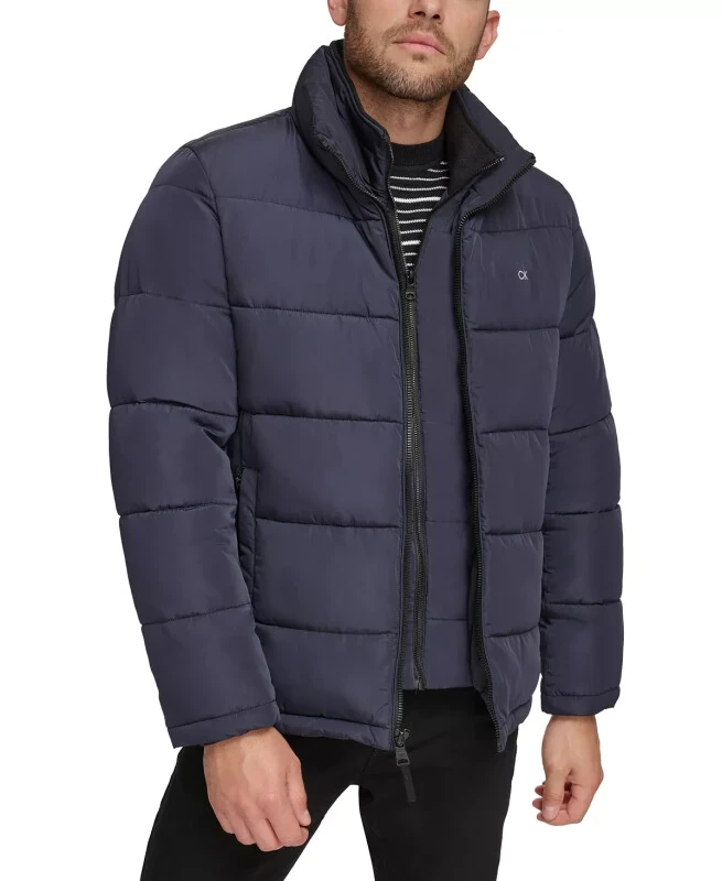 Men's Puffer With Set In Bib Detail, Created for Modazone-True Navy - CALVIN KLEIN
