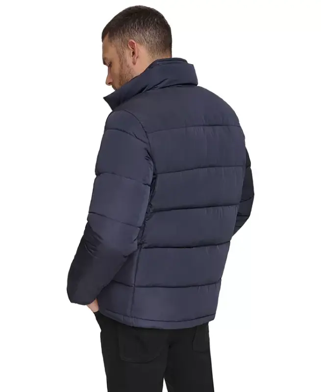 Men's Puffer With Set In Bib Detail, Created for Modazone - True Navy - 4