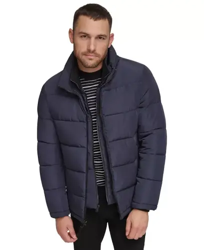 Men's Puffer With Set In Bib Detail, Created for Modazone - True Navy - 5