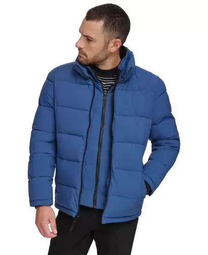 Men's Puffer With Set In Bib Detail, Created for Modazone - Blue 