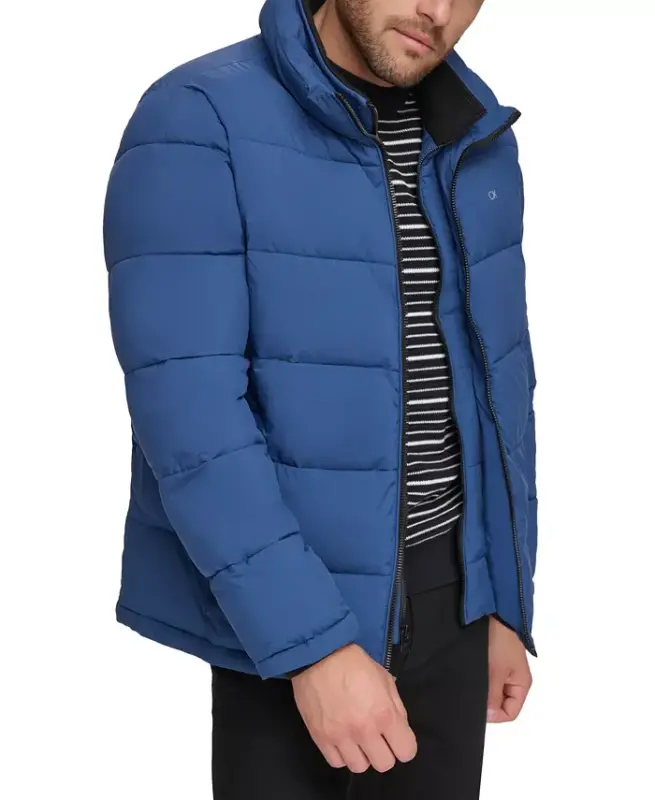 Men's Puffer With Set In Bib Detail, Created for Modazone - Blue - 4
