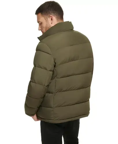 Men's Puffer With Set In Bib Detail, Created for Modazone - Olive - 6