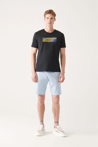 Erkek Siyah %100 Pamuk Bisiklet Yaka Baskılı T-Shirt A31Y1151 - 6