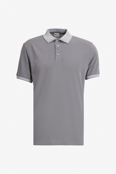 Erkek Siyah-açık Siyah-gri 3'lü Çekmeyen Pamuklu Slim Fit Dar Kesim Kıvrılmaz Polo Yaka Tişört-SIYAH - 6