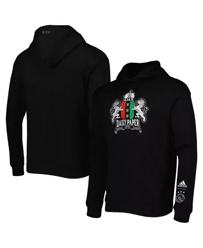 Men's Black Ajax Daily Paper Pullover Hoodie - Black - 1