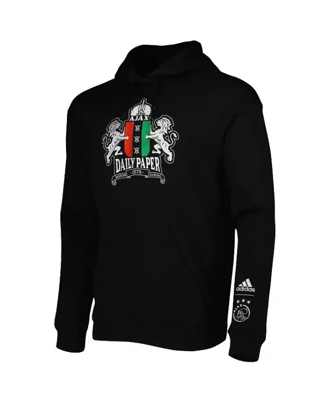 Men's Black Ajax Daily Paper Pullover Hoodie - Black - 3