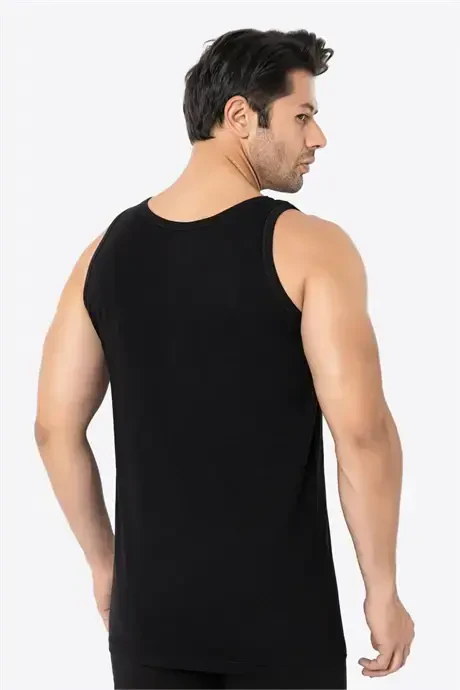 Erkek Siyah Bambu Atlet 2'li Paket Yumuşak Esnek İnce Kumaş Nefes Alan Atlet - 4