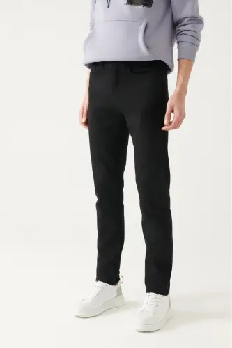 Erkek Siyah Basic 5 Cepli Pamuklu Slim Fit Pantolon B003007 - 2