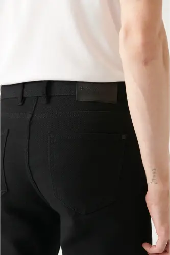 Erkek Siyah Basic 5 Cepli Pamuklu Slim Fit Pantolon B003007 - 5