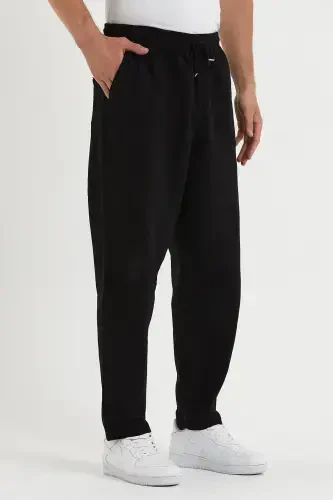 Erkek Siyah Basic Relaxed Fit Jogger Pantolon-SİYAH - 6