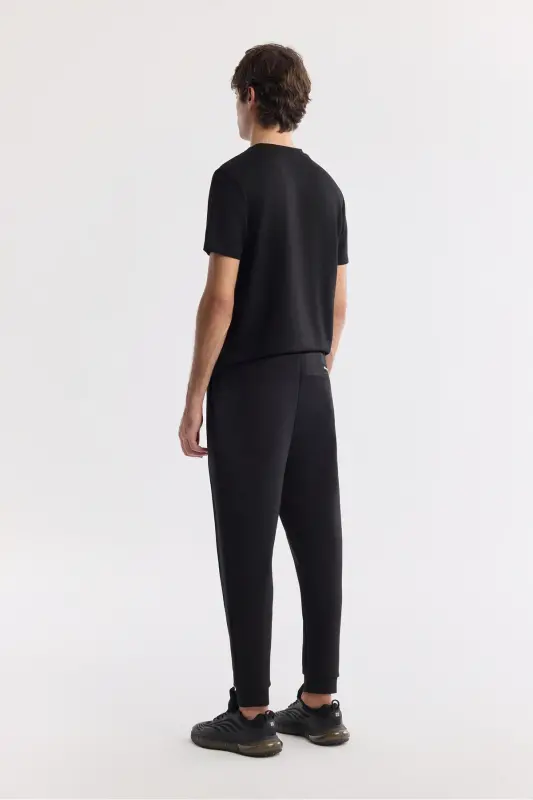 Erkek Siyah Beli Lastikli Bağcıklı Bi-Stretch Regular Fit Eşofman Altı A51Y3400 - Siyah - 4