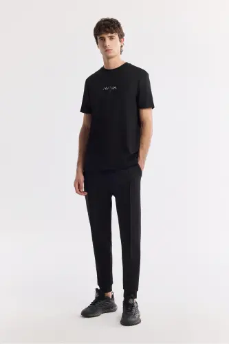 Erkek Siyah Beli Lastikli Bağcıklı Bi-Stretch Regular Fit Eşofman Altı A51Y3400 - Siyah 