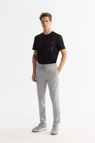 Erkek Siyah Bisiklet Yaka Baskılı Elastan Regular Fit T-Shirt A42Y1020 - 4