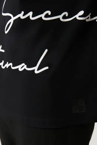 Erkek Siyah %100 Pamuk Bisiklet Yaka Baskılı Oversize Fit T-Shirt A41Y1038-Siyah - 2