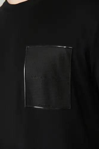 Erkek Siyah Bisiklet Yaka Baskılı Soft Touch Regular Fit T-Shirt A41Y1010 - Siyah - 5