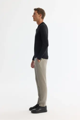 Erkek Siyah Bisiklet Yaka Viskon Karışımlı Basic Triko Regular Fit Kazak B005021 - Siyah - 3