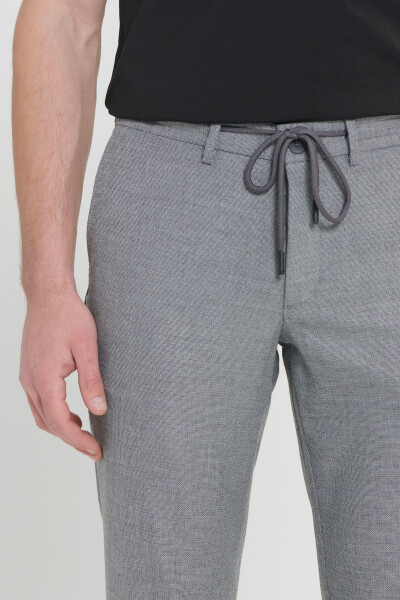 Erkek Siyah Comfort Fit Rahat Kesim Yan Cepli Desenli Beli Lastikli Pantolon - Siyah - 5
