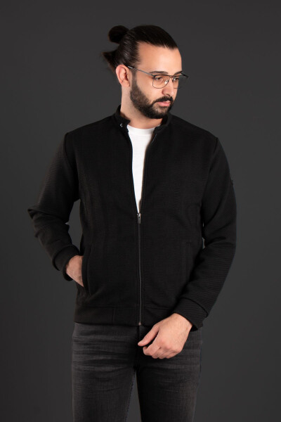 ERKEK SİYAH DESENLİ HIRKA-SİYAH - 4