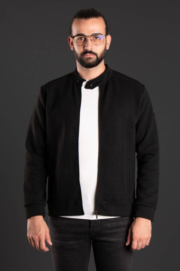 ERKEK SİYAH DESENLİ HIRKA-SİYAH - 5