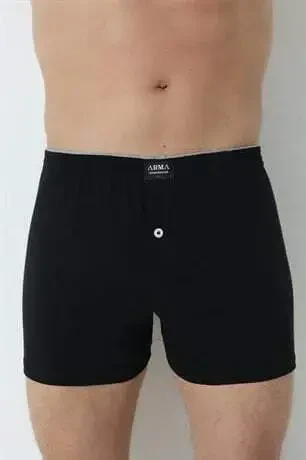 Erkek Siyah Düğmeli Boxer 3'lü Paket %100 Pamuklu Penye - 3