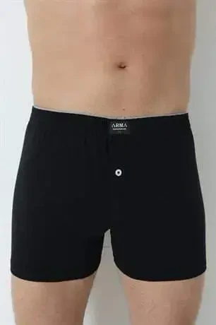 Erkek Siyah Düğmeli Boxer 3'lü Paket %100 Pamuklu Penye - 5