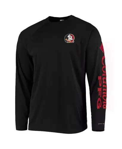 Men's Black Florida State Seminoles Terminal Tackle Omni-Shade Raglan Long Sleeve T-shirt-Black - COLUMBIA (1)