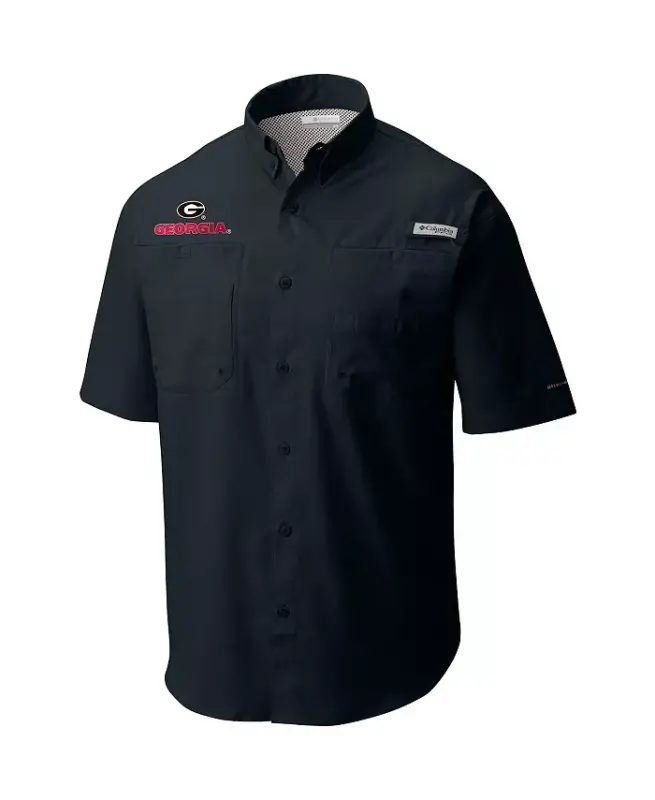 Men's Black Georgia Bulldogs Big and Tall Collegiate Tamiami Button-Down Shirt - Black - COLUMBIA
