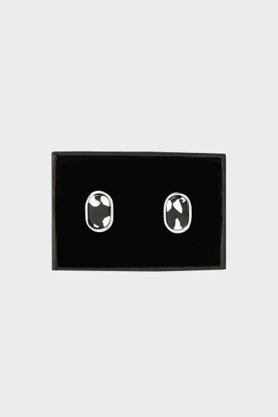 Erkek Siyah-gri Metal Özel Hediye Kutulu Kol Düğmesi - Modazone