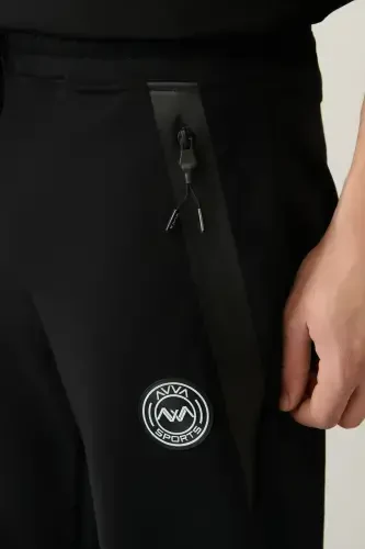 Erkek Siyah Jersey Kumaş 2 İplik Regular Fit Eşofman Altı A41Y3416-Siyah - 6