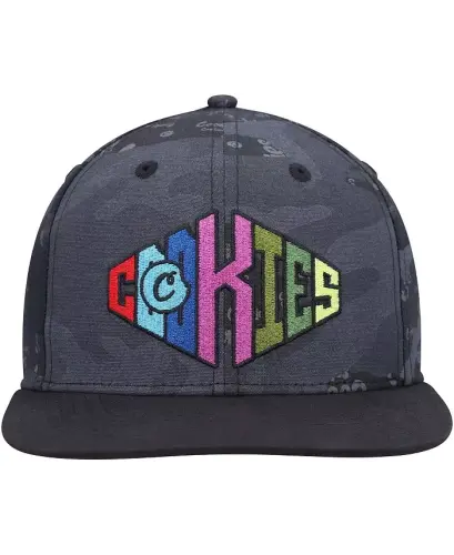 Men's Black, Camo Across the Board Snapback Hat - Black, Camo - COOKIES (1)