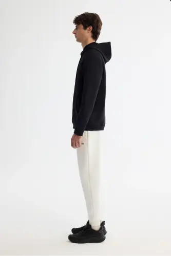 Erkek Siyah Kapüşonlu Pamuklu Baskılı Elastan Regular Fit Sweatshirt A42Y1324 - Siyah - AVVA (1)