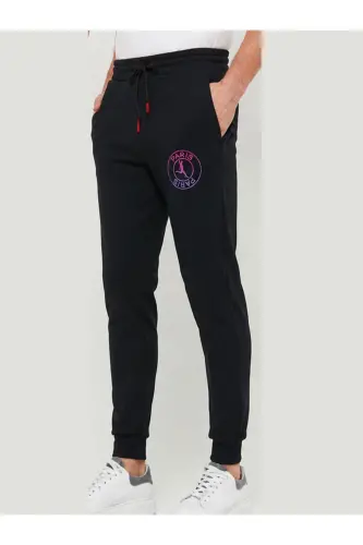 Erkek Siyah Kışlık Eşofman Altı Slim Fit Dar Kesim Jogger Paris-Siyah paris 