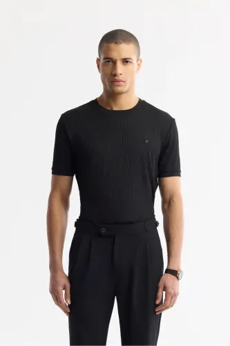 Erkek Siyah Klasik Bel Pileli Apolet Detaylı Carrot Fit Pantolon A51Y3026 - Siyah - 7