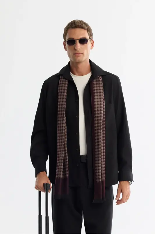 Erkek Siyah Klasik Yaka Kolay Ütülenir Comfort Fit Gömlek A42Y2141 - 2