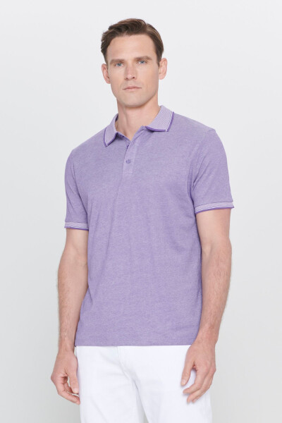 Erkek Siyah-mavi-mor Beyaz 3'lü Çekmeyen Pamuklu Slim Fit Kıvrılmaz Polo Yaka Basic Tişört - SIYAH-MAVI-MOR BEYAZ - 2