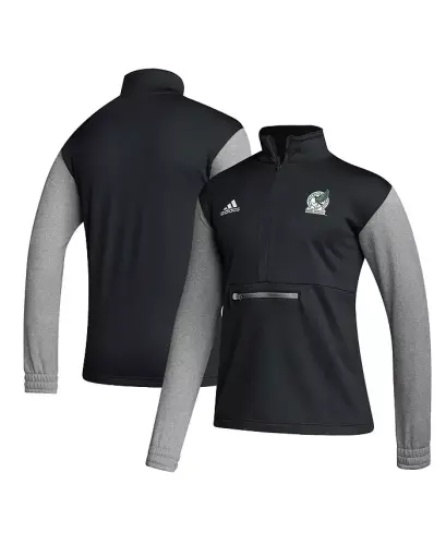 Men's Black Mexico National Team Crest Long Sleeve Half-Zip Top - Black, Gray - 1