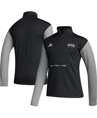 Men's Black Mississippi State Bulldogs Sideline AEROREADY Half-Zip Top - Black - 1