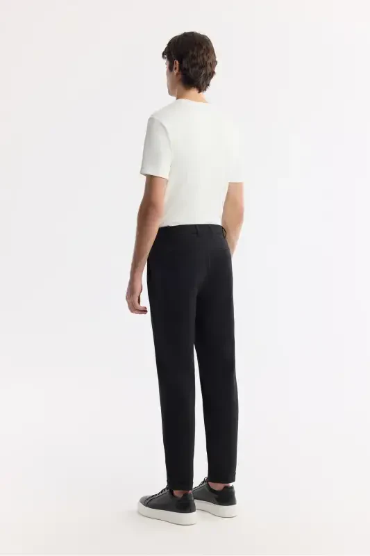 Erkek Siyah Beli Lastikli Bi-Stretch Chino Slim Fit Pantolon B003033-Siyah - 3