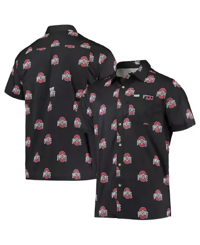 Men's Black Ohio State Buckeyes Super Slack Tide Omni-Shade Button-Up Shirt - COLUMBIA (1)