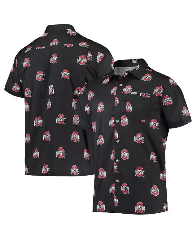 Men's Black Ohio State Buckeyes Super Slack Tide Omni-Shade Button-Up Shirt - Black - 7
