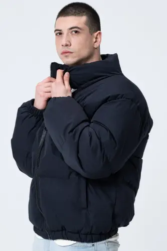 ERKEK SİYAH OVERSİZE BOMBER SU GEÇİRMEZ WATERPROOF MONT KABAN - SİYAH - GAREN (1)