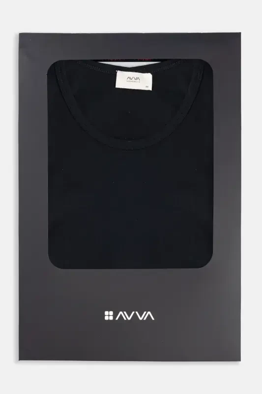 Erkek Siyah Bisiklet Yaka Uzun Kollu Ekoseli Pijama Takımı E003304 - AVVA