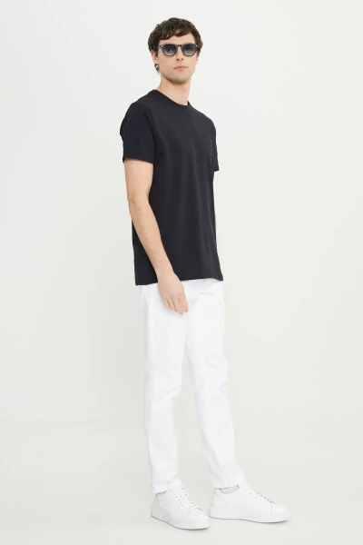 Erkek Siyah Pamuklu Slim Fit Dar Kesim Bisiklet Yaka Esnek Tişört-Siyah - ALTINYILDIZ CLASSICS (1)