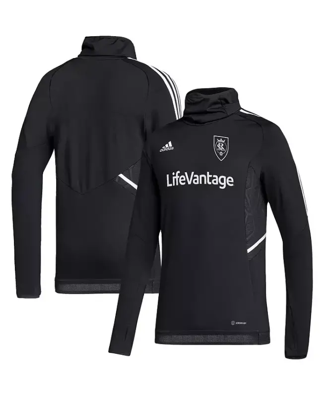 Men's Black Real Salt Lake COLD.RDY Raglan Warmup Pullover Jacket-Black - ADIDAS