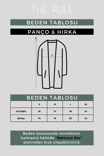 Erkek Siyah Regular Fit Kapüşonlu Uzun Panço Hırka-Siyah - 7