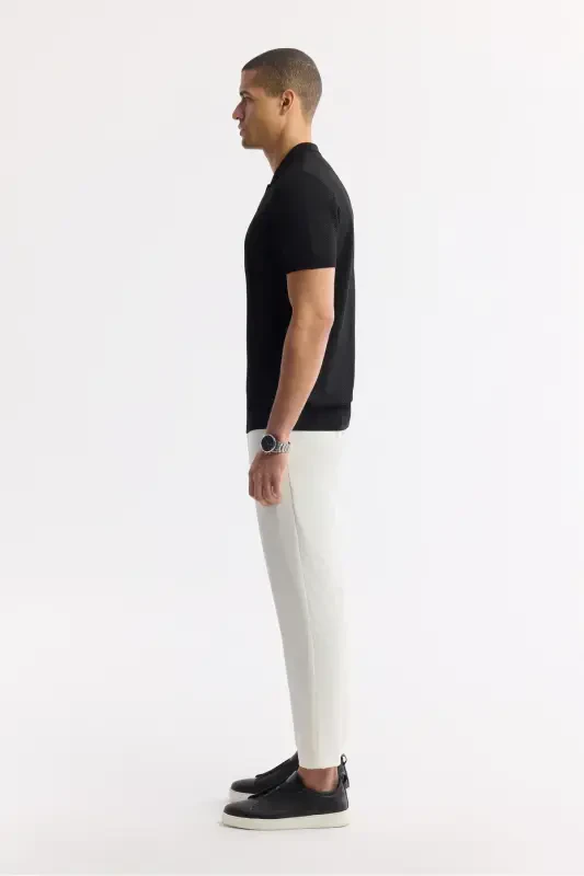 Erkek Siyah Polo Yaka Viskon Karışımlı Basic Triko Regular Fit T-Shirt B005120-Siyah - 3