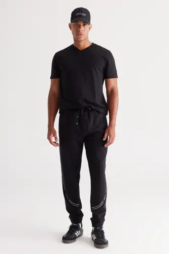 Erkek Siyah-Siyah 2'li Paket Slim Fit Dar Kesim Pamuklu Basic Tişört - 5